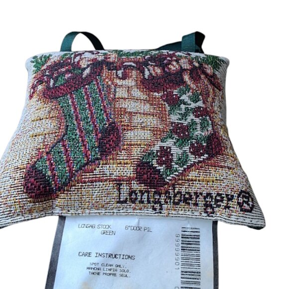 Longaberger Tapestry Door Knob Pillow Christmas Stockings 6” x 6”  Square - Picture 2 of 5
